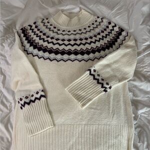 Style & Co. Cream and Black Patterned Turtleneck Sweater